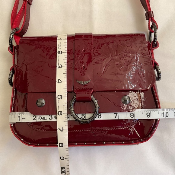 Zadig & Voltaire Kate Wrinkle Burgundy Patent Leather Crossbody Shoulder Bag NWT - Picture 13 of 16